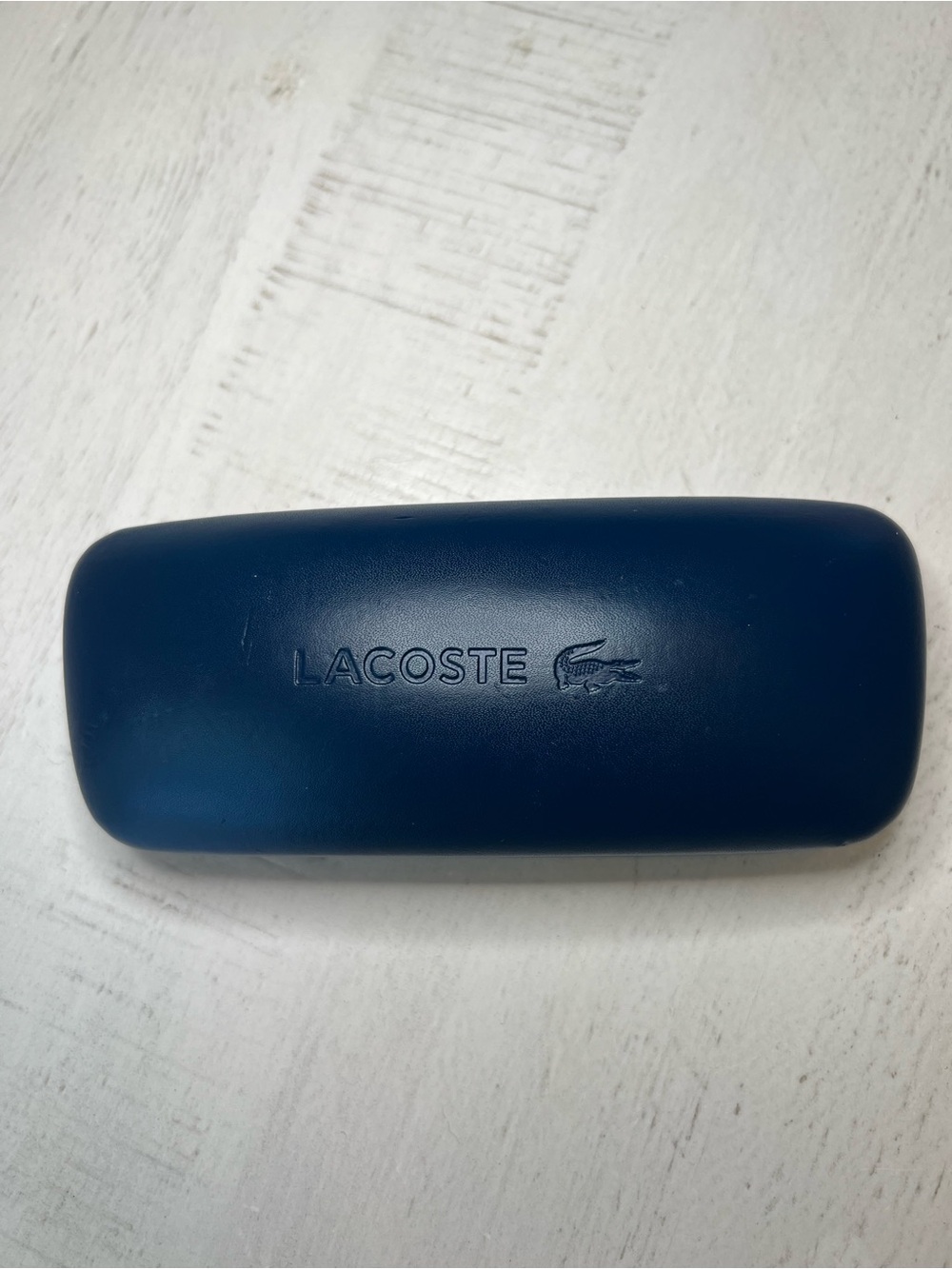 Lacoste Navy Hard Clamshell Eyewear Case with Embossed Logo